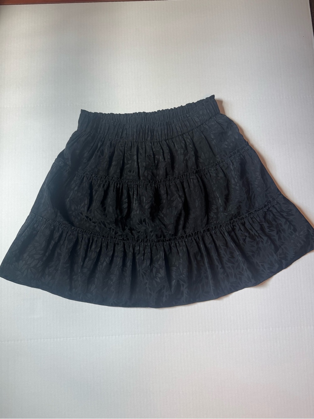 LOFT Black Tiered Skater Skirt with Elastic Waist